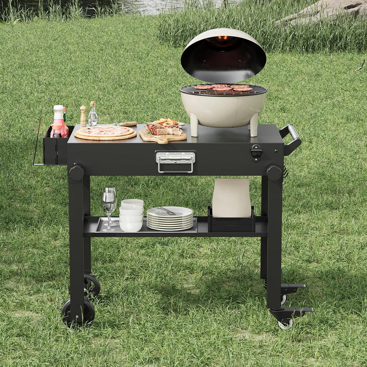 GarveeLife Mobiler BBQ Grillwagen für Blackstone Griddle 17"/22" – Faltbarer Edelstahl Grilltisch mi