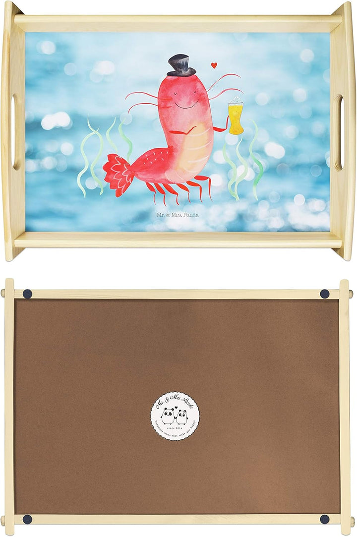 Mr. & Mrs. Panda Tablett Hummer Weizen - Geschenk, Servier, Kneipe, Kochen, Deko, Garnele, Dekotable