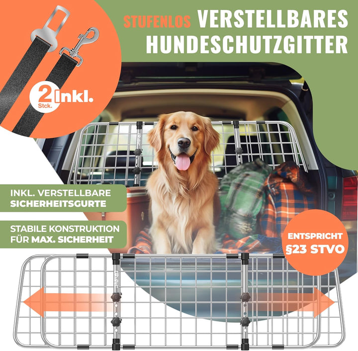 Lovpet® Hundegitter Auto, Autoschutzgitter Trenngitter Universal, verstellbare Breite, Kopfstütze Ko