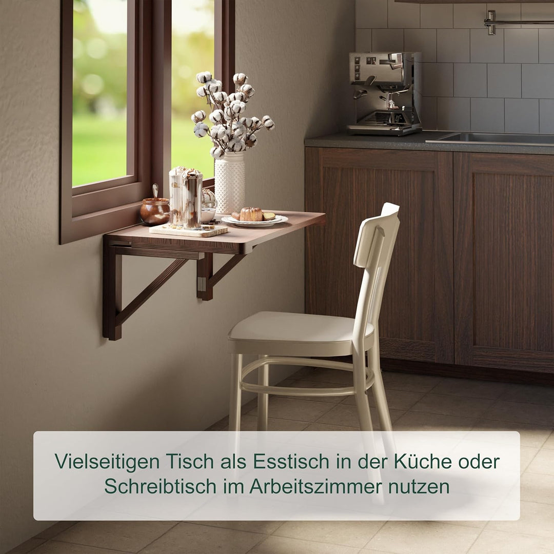Relaxdays Klapptisch Wand, BxT: 60 x 40 cm, Holz, Esstisch, Schreibtisch, platzsparend klappbar, Wan