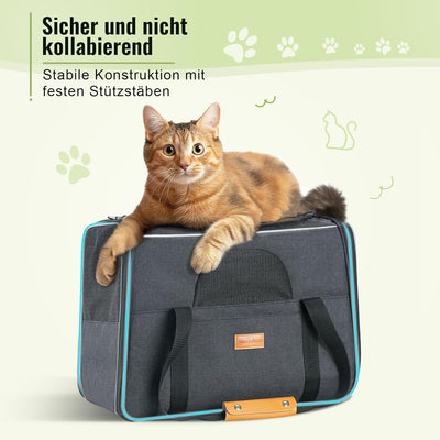 Morpilot Katzentransportbox für grosse Katzen und Welpen bis 7kg, Katzenbox Hundetasche mit Sicherhe