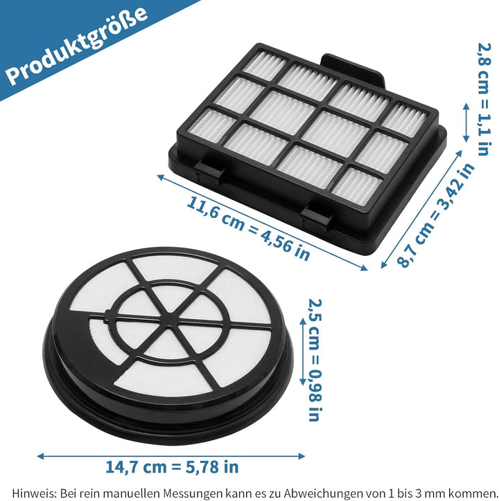 2er-Set HEPA-Filter Ersatz für Bosch BBZ152EF Series 2, kompatibel mit BGC05, BGS05, BGC05A320, BGC0