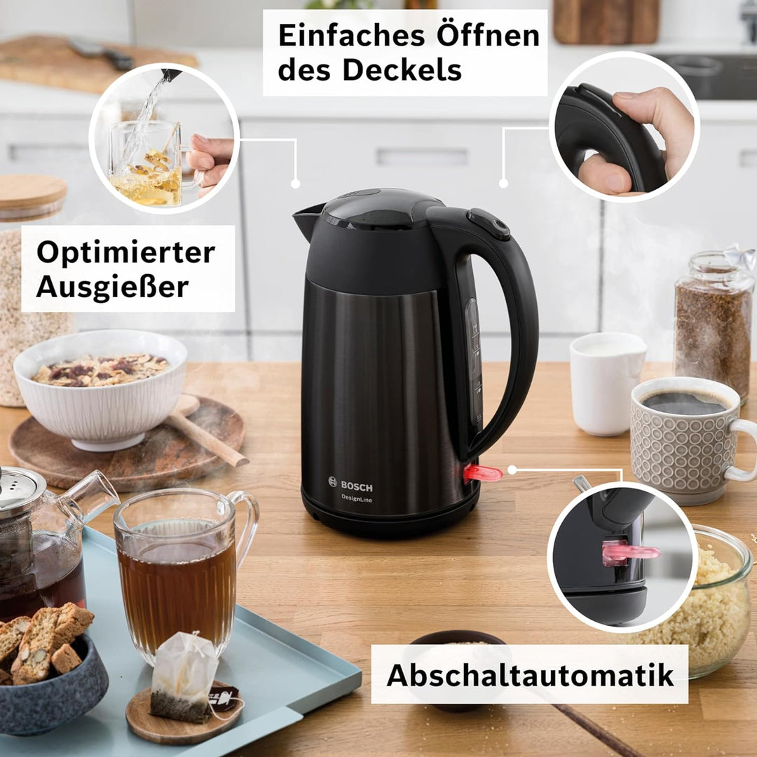 Bosch kabelloser Wasserkocher DesignLine TWK3P423 DesignLine kabelloser Wasserkocher, Ausgiessen ohn