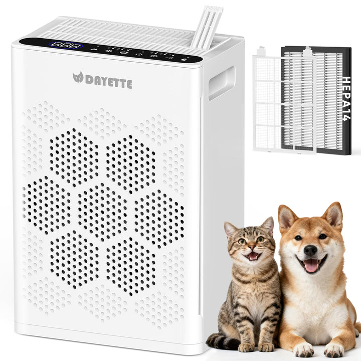 Luftreiniger für Allergiker, mit 2 × H14 HEPA Filtern & Waschbarem Vorfilter, CADR 350 m³/h, Grosse