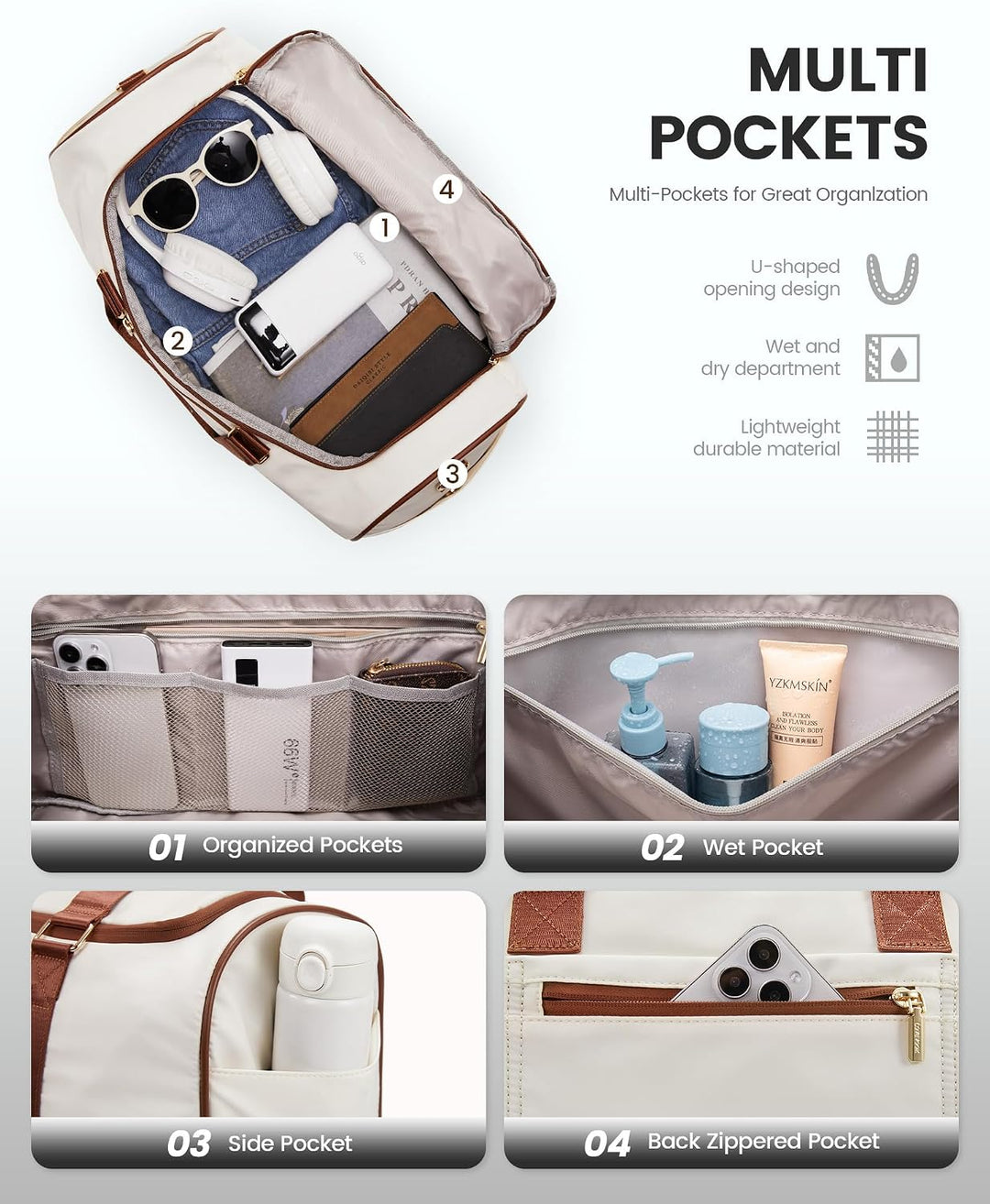 LOVEVOOK Weekender Gross Reisetasche, 50L Travel Duffle Bag Reisetaschen mit Kulturtasche, Schuhfach