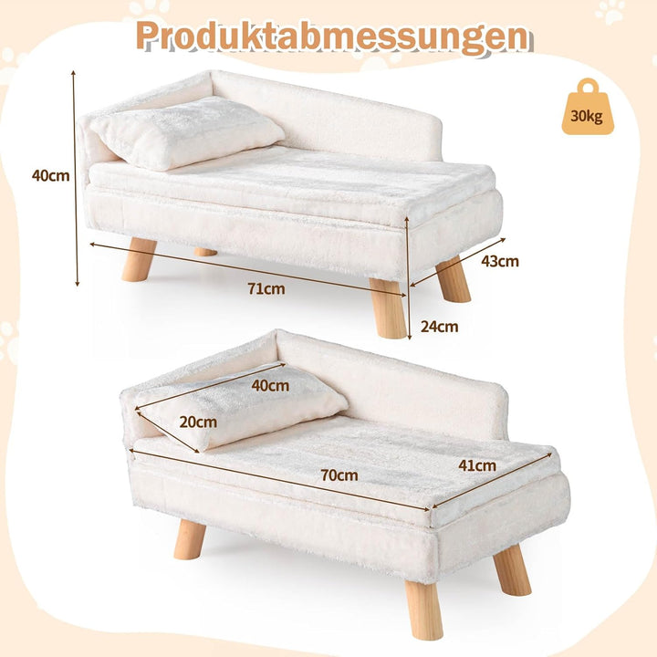 COSTWAY Katzensofa Luxus, Katzenbett erhöht, Katzencouch mit 2 abnehmbaren Kissens, Rückenlehne & Ho