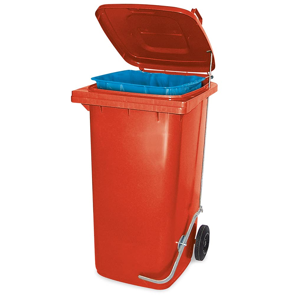 BRB Müllbehälter mit Fusspedal u. Klemmring, 240 Liter (rot), rot