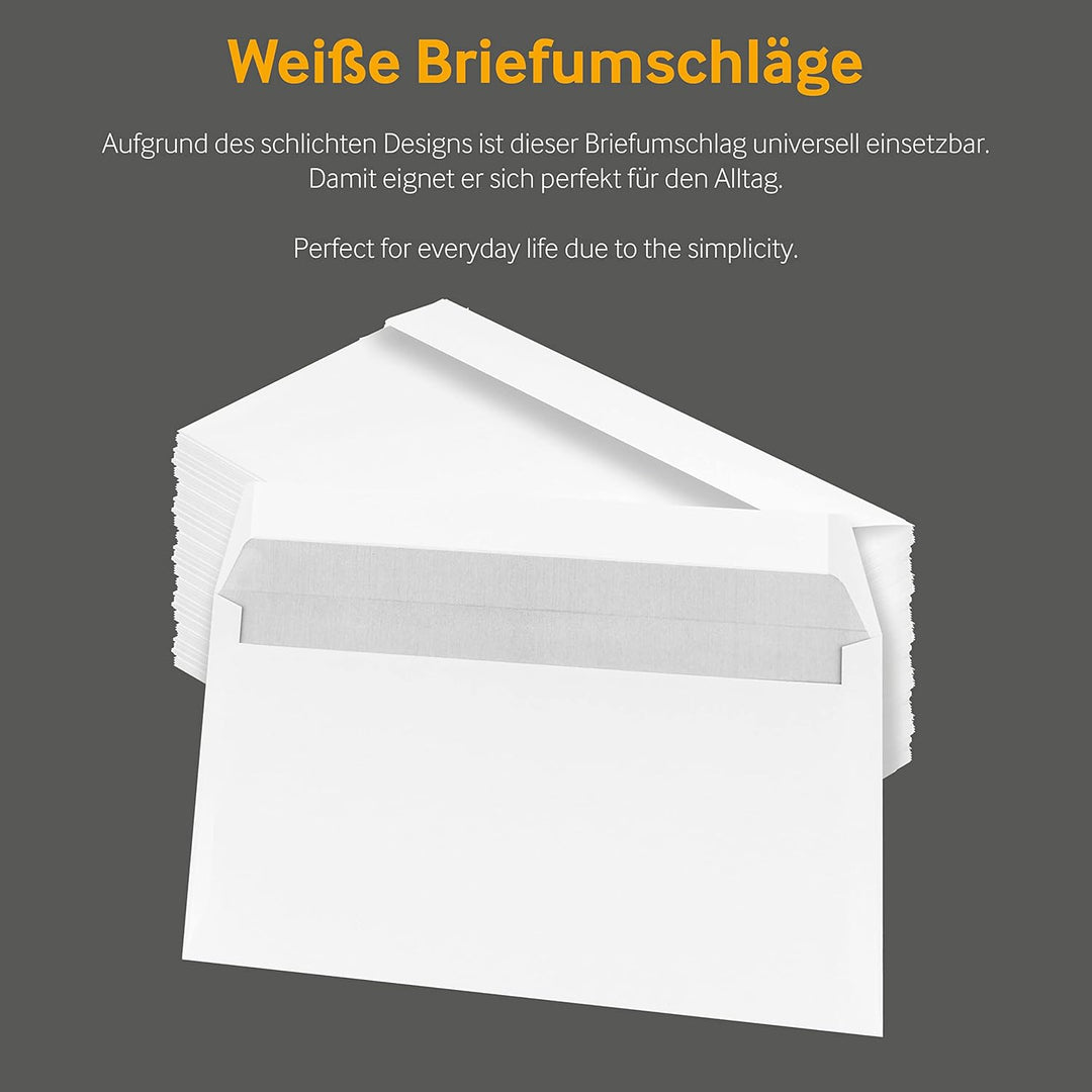 1000 Stück, Briefumschläge, DIN C6/5, Haftklebung mit Abziehstreifen, Gerade Klappe, 80 g/qm Offset,