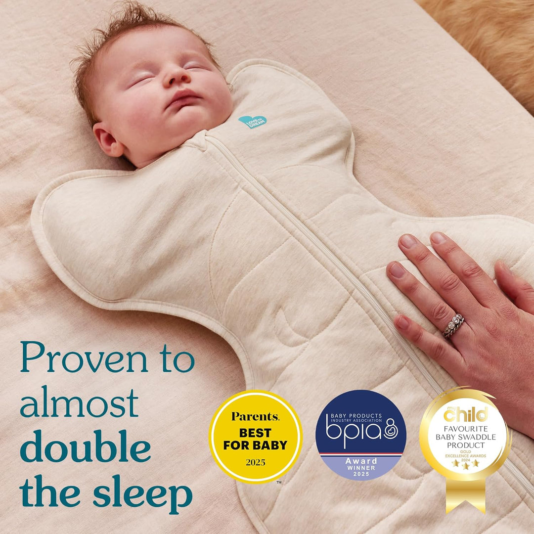 Love To Dream Wickelsack für den Übergang, Grösse M, 6–8,5 kg, Deep Olive, eng anliegende Passform F