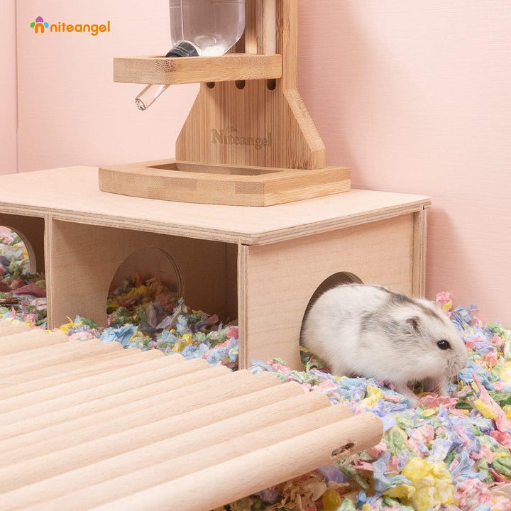 Niteangel Hamster Secret Peep Schuppen 2-Kammer Versteck & Tunnel Erkundungs-Spielzeug, Small - for