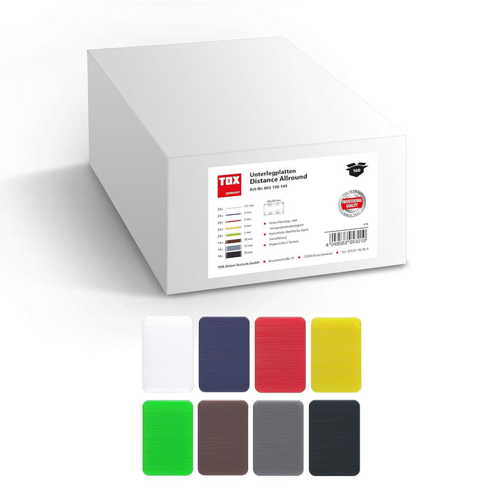TOX Distance Allround Unterlegplatten Sortiment 160 tlg, mehrfarbige Ausgleichsplatten aus Kunststof