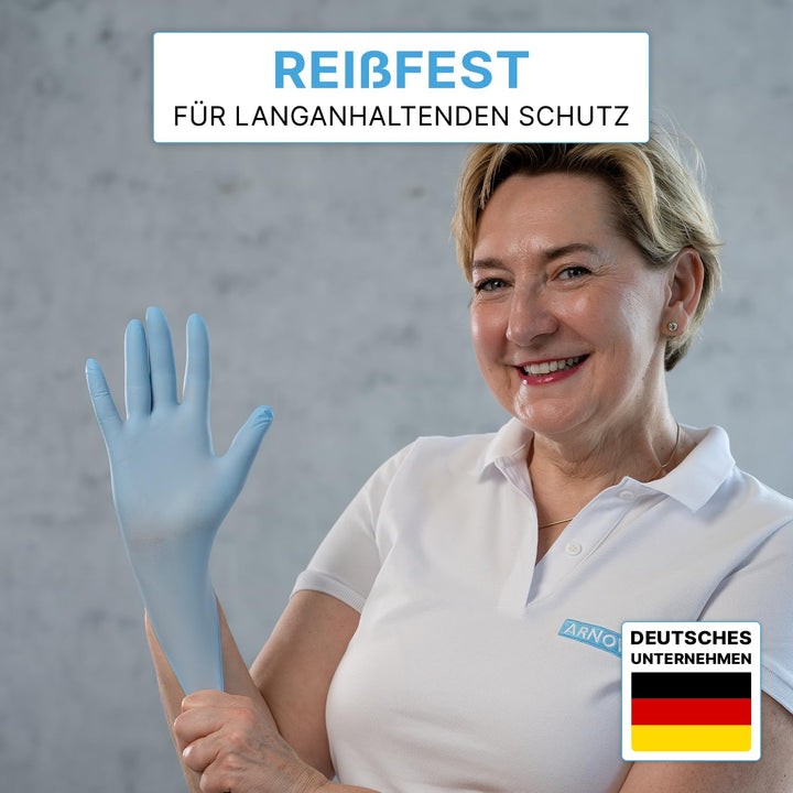500 Stück ARNOMED Einweghandschuhe Hellblau, Einmalhandschuhe L, Nitril Handschuhe Einweg, Nitrilhan