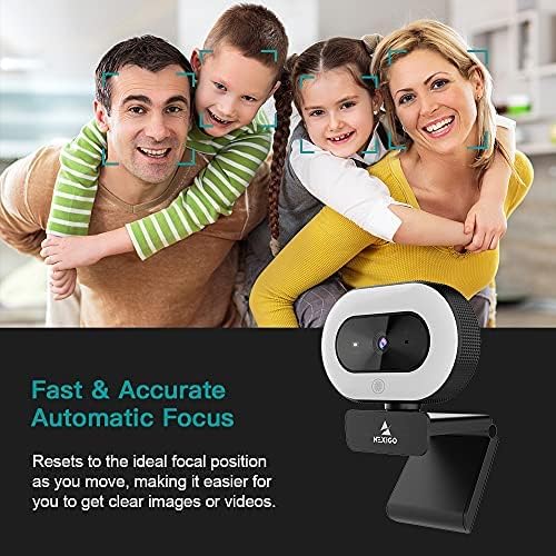 NexiGo StreamCam N930E, 1080P Webcam mit 2 Mikrofon, Ringlicht und Abdeckung, Autofokus, Plug & Play