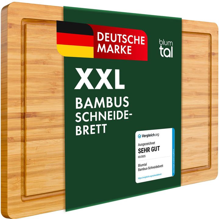 Blumtal Schneidebrett aus 100% Bambus - 2cm dickes Holzbrett antibakterielle - massives Schneidebret