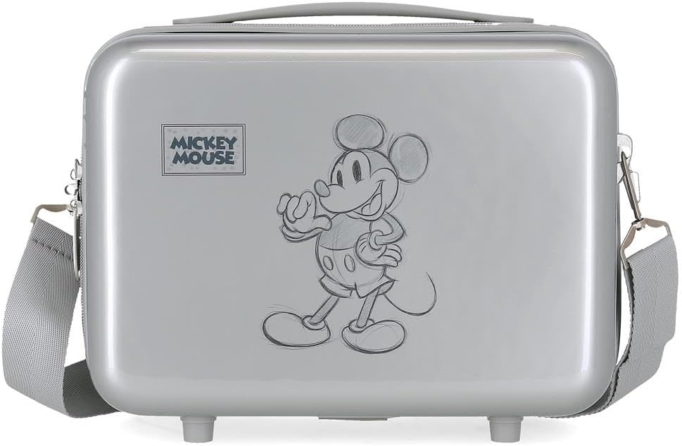 Disney Mickey 101 Anpassbarer Kulturbeutel mit grauem Schultergurt 29 x 21 x 15 cm starres ABS 9,14