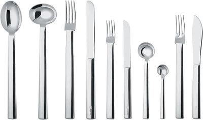 Alessi 18/10 Edelstahl Spiegel poliert "Rundes Modell" Mokka Kaffeelöffel, Set 6 Stück, silber für K