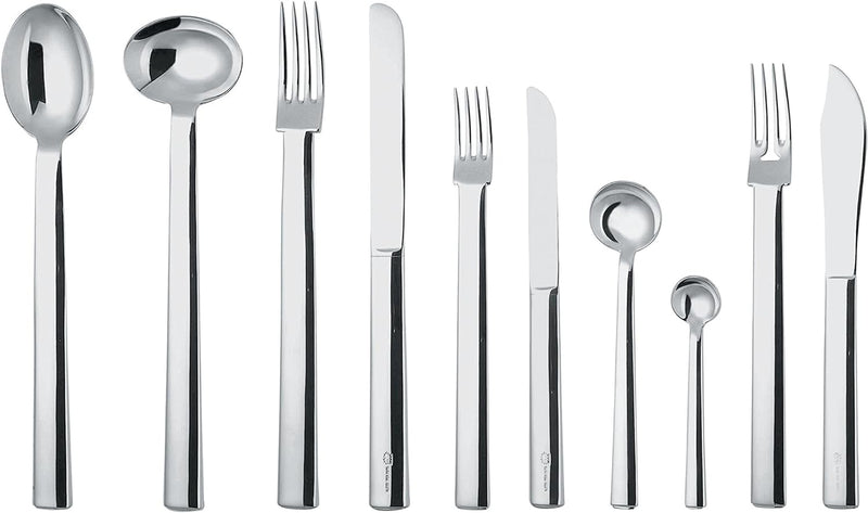 Alessi 18/10 Edelstahl Spiegel poliert "Rundes Modell" Mokka Kaffeelöffel, Set 6 Stück, silber für K