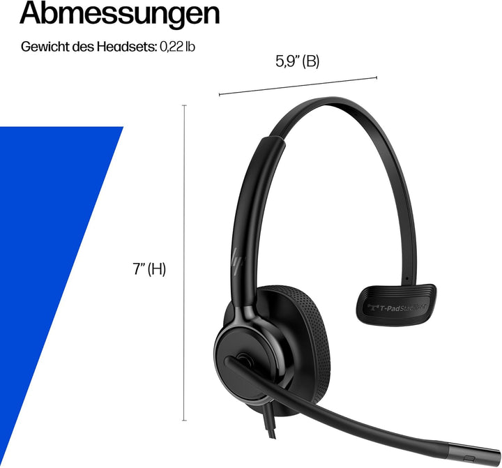 Poly Mission 410 Headset für PC, Monaural, USB‑C/USB‑A, KI‑Geräuschunterdrückung, UC‑Zertifiziert, S