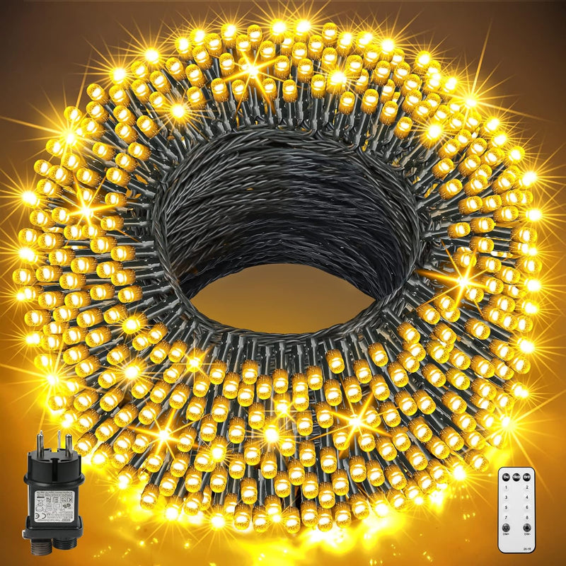 GYLEFY Lichterkette Aussen 100M Weihnachtslichterkette 800LED mit Fernbedienung,Wasserdichte LED Lic