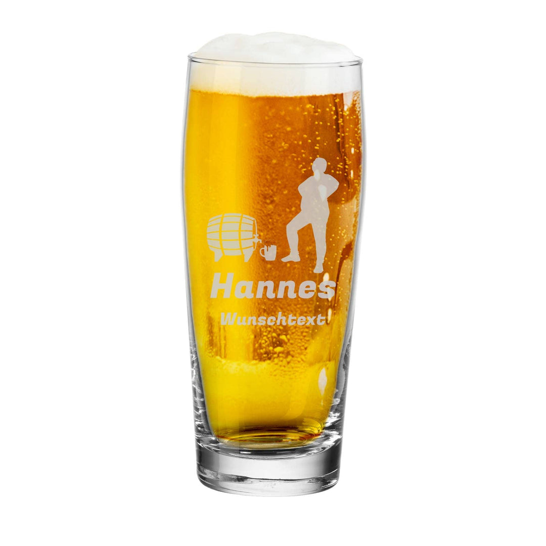 LUXENTU Bierglas mit Gravur, Willi Becher mit 0,5 Liter Eichung, Persönliche Lasergravur mit Name &