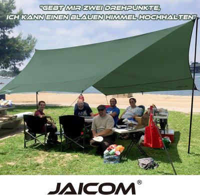 JAICOM Tarp 3,7 x 4,3 Wasserdicht, Ultraleicht Zeltplane Mit Stützstangen, Ösen, Aluminiumstiften, N