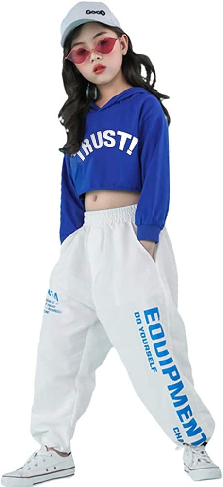 LOLANTA Mädchen Hip Hop Kleidung, Street Dance Outfit, Hoodie, Joggerhose Kinder Trainingsanzug Set,