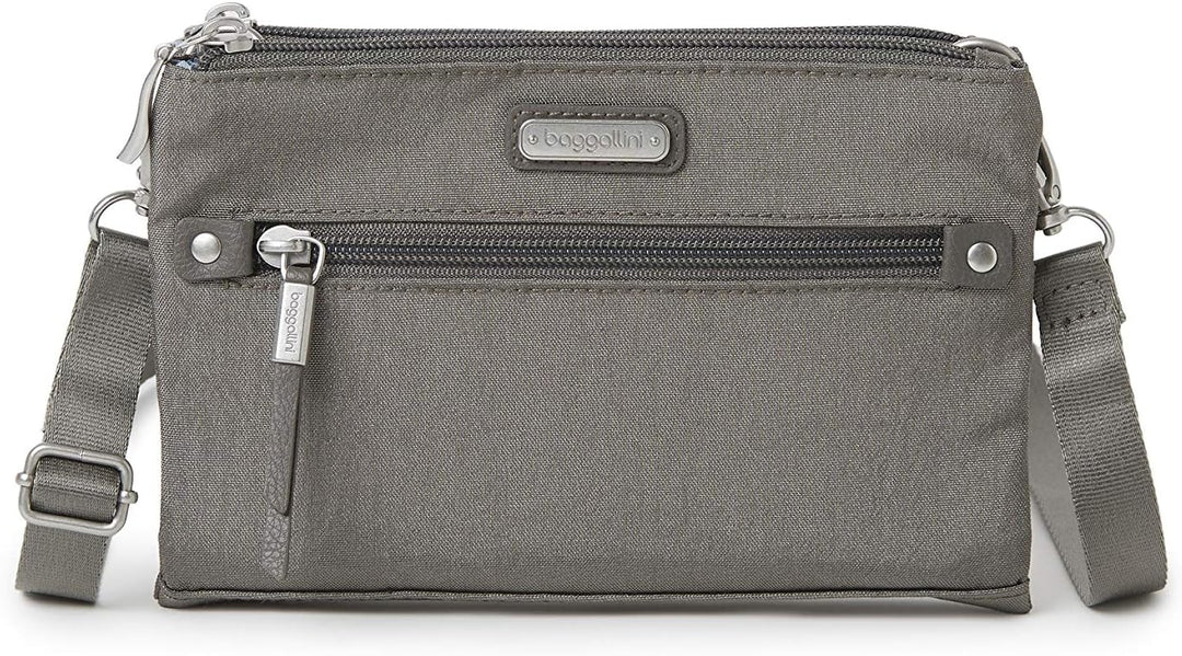 Baggallini Damen New Classic Small Crossbody Bag Subway Umhängetasche klein, Einheitsgrösse Grau, Gr