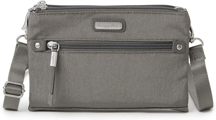 Baggallini Damen New Classic Small Crossbody Bag Subway Umhängetasche klein, Einheitsgrösse Grau, Gr