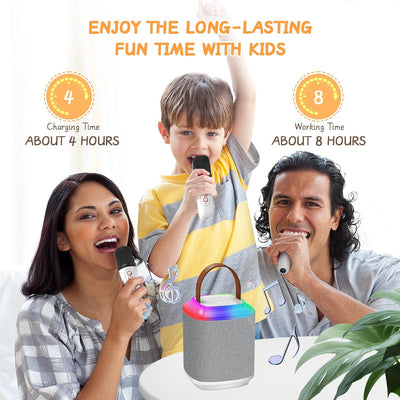 Qoosea Tragbarer Bluetooth Karaoke Maschine mit 2 Kabelloser Mikrofon, Mini Bluetooth Lautsprecher P