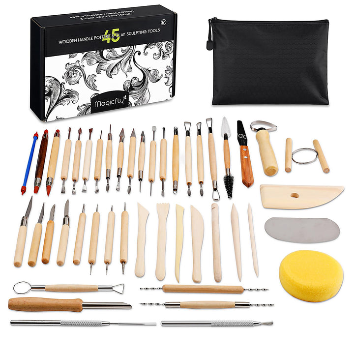 Magicfly Töpferwerkzeug, 45 Stück Modellierwerkzeug Clay Keramik Sculpting Ton Werkzeug mit eine Auf