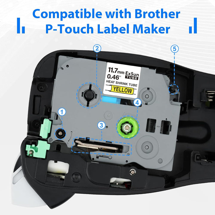 3er-Pack Kompatibel 11,7mm Schrumpfschlauch Schriftband als Ersatz für Brother Hse-631 Hs-631 HSc-63