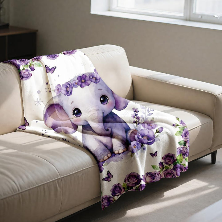 GLOBLELAND Geschenk Decke 150x130CM Little Elephant Mama/Papa Geschenk Geburtstagsgeschenk Geschenke