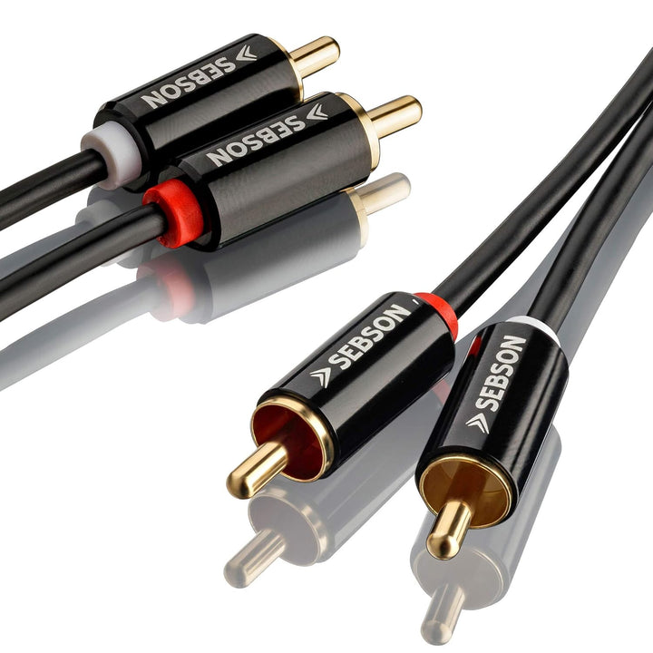 SEBSON Cinch Audio Kabel 10m, 2 zu 2 Cinch Stecker RCA, AUX Audio Kabel für Stereoanlagen, Verstärke