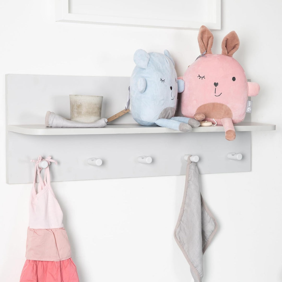 roba Wandgarderobe 'Maren 2', Wandregal im Baby- & Kinderzimmer, 1 Ablage, 5 Haken, lichtgrau, Wandr