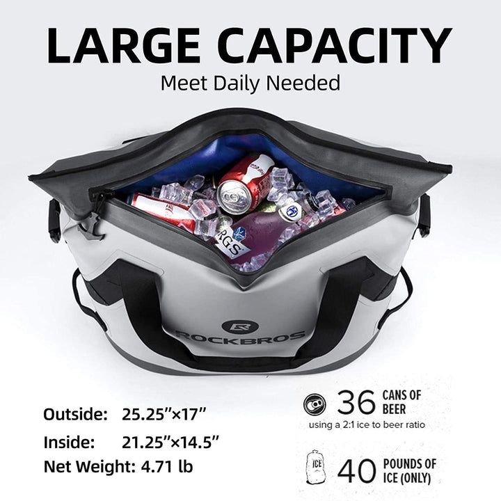 ROCKBROS Kühltasche Wasserdicht Kühler 17L Picknicktasche Isolierte Kühlbox Lunchtasche für Outdoor,