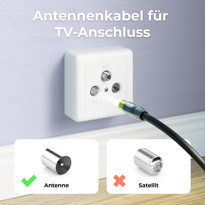 deleyCON 15m 4K TV Antennenkabel Koaxialkabel TV-Kabel HDTV FULL HD - IEC-Stecker zu IEC-Buchse - Me