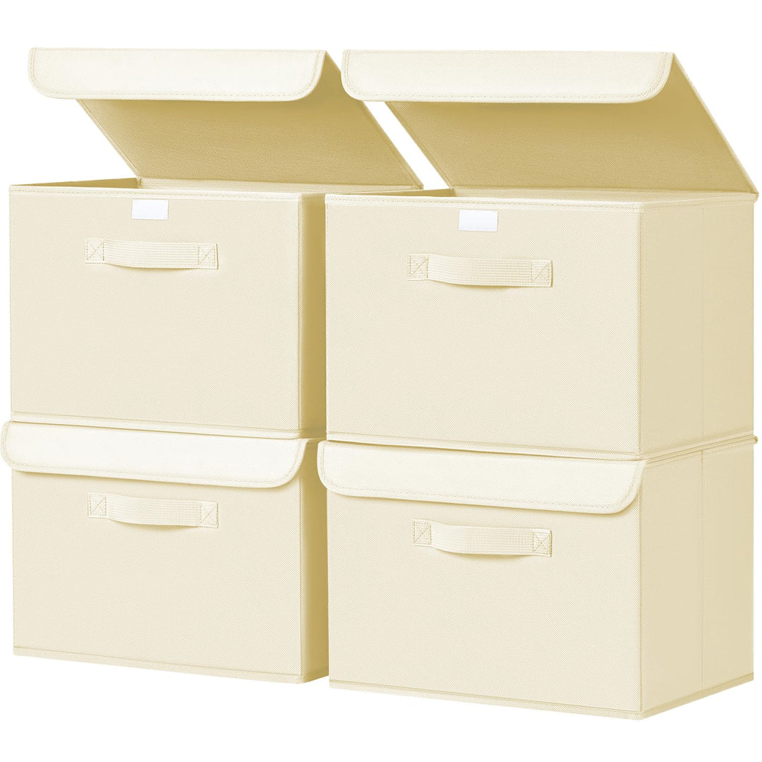 Homsorout 4 Stück Aufbewahrungsboxen mit Deckel, Faltbare aufbewahrungsbox mit Griff, Aufbewahrungsk