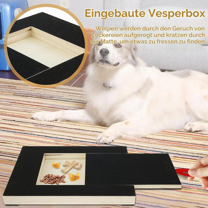 Hunde Krallen Kratzbrett 35x25x3cm Kratzbrett für Hunde mit Leckerli Box Quadrat Stressfrei Dog Nail