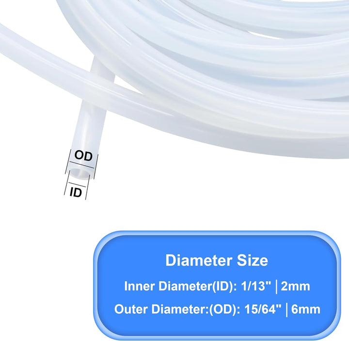 LAVMHAB Silikonschlauch 2mm ID x 6mm OD 8 Meter Länge, Lebensmitteltaugliche Schläuche Flexibler Sch