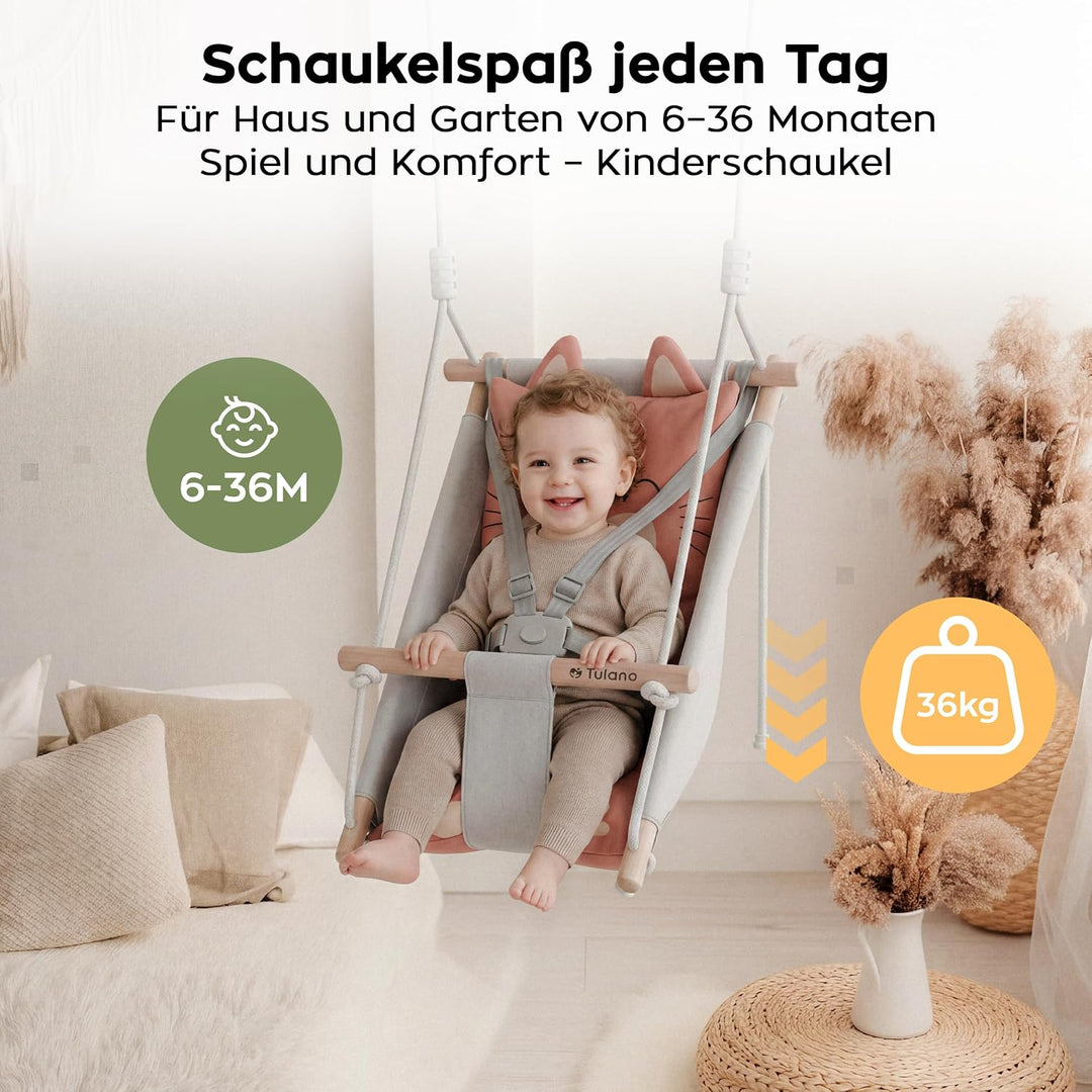 Tulano Hop 45 3in1 Babyschaukel – Mitwachsend durch Sitz - 6–36 Monate Cat, Cat