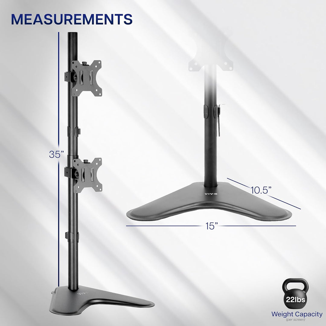 VIVO Stand-V002L Ständer für 2 Bildschirme bis zu 76,2 cm (30 Zoll) vertikal Vertikale Anordnung., V