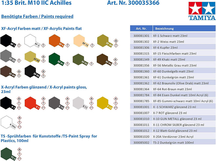 Tamiya 35366 Militär 35366-1:35 Britische M10 IIC Achilles, Modellbau, Plastik Bausatz, unlackiert