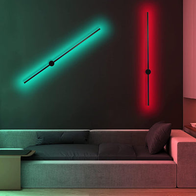 ZMH Led Wandleuchte Innen Wandlampe: 100CM RGB Schwarz Musik Flurlampe Modern Design Dimmbar Schlafz