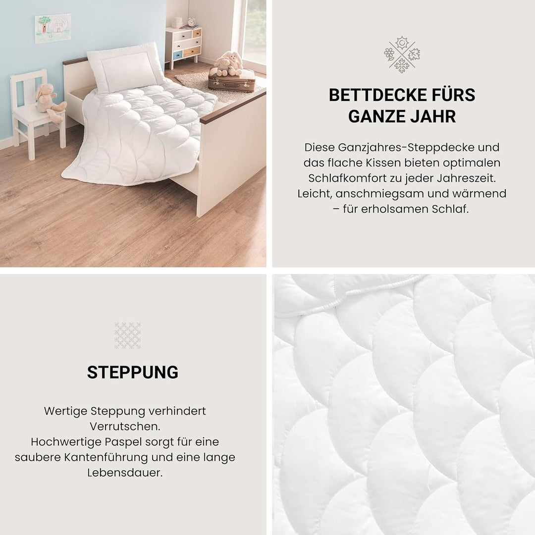 Schiesser Kinder-Betten-Set Schaf / 100 cm x 135 cm Bettdecke + 40 cm x 60 cm Kopfkissen.