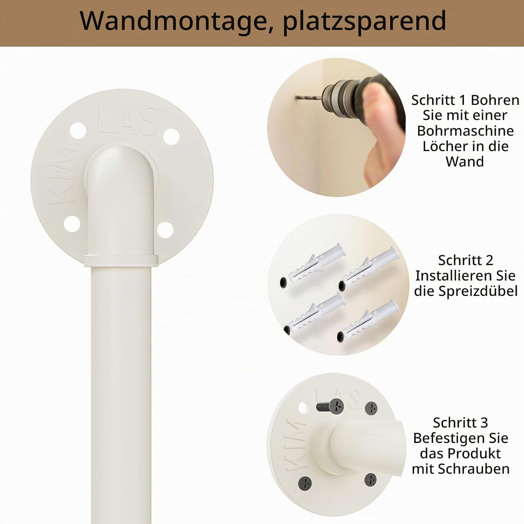 Kleiderstange Wandmontage, 90cm Garderobenstange Industrial, Platzsparenders Kleiderstangen, Offener