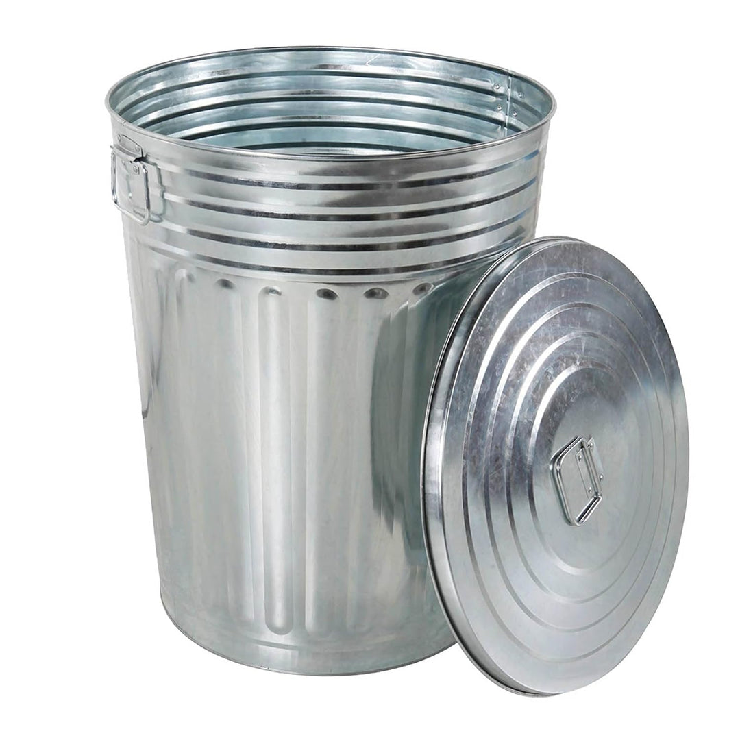HAC24 Zink Abfalleimer mit Deckel 58 Liter Silber Outdoor Garten Mülleimer Tonne Mülltonne Zinktonne