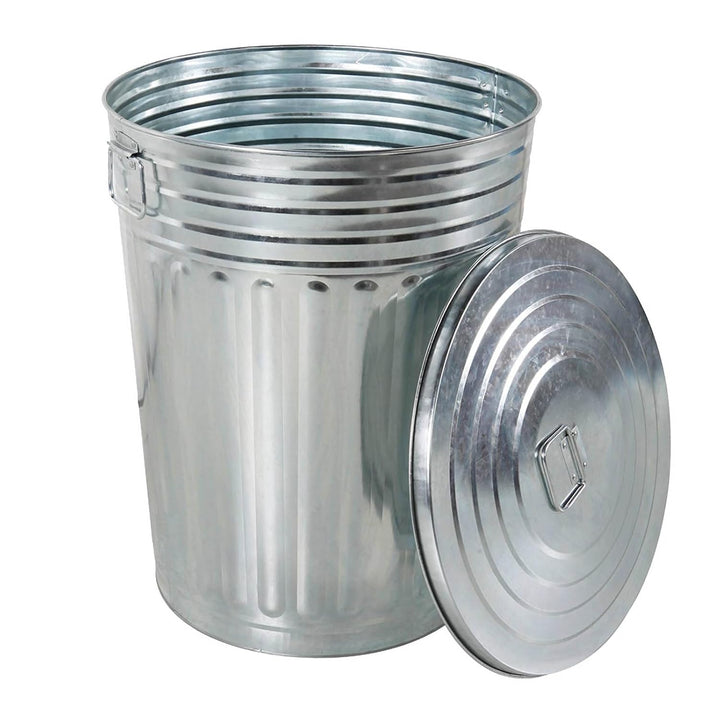 HAC24 2x Zink Abfalleimer mit Deckel 58 Liter Silber Outdoor Garten Mülleimer Tonne Mülltonne Zinkto