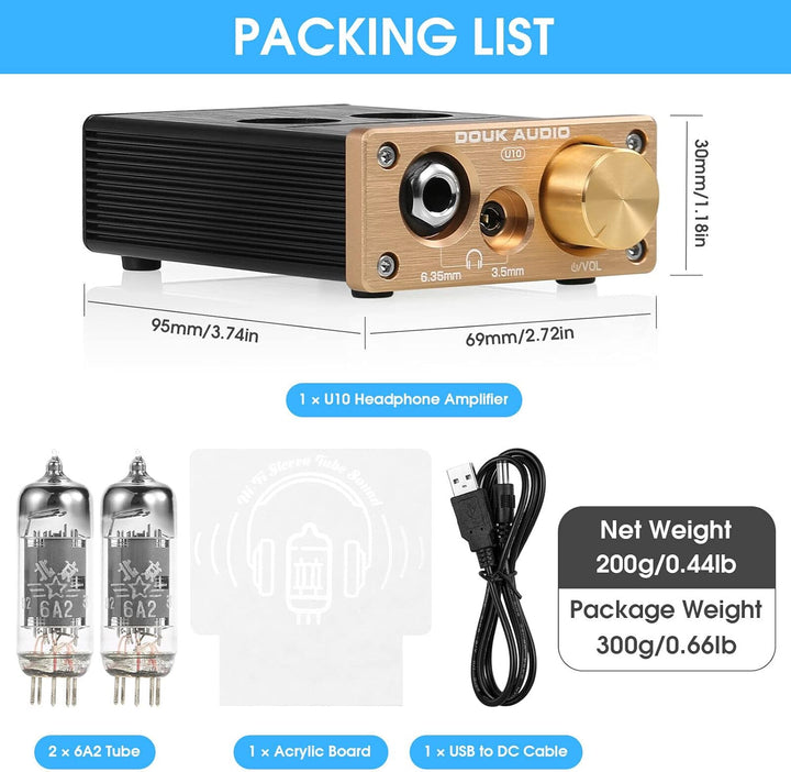 Douk Audio U10 Mini Röhren Kopfhörerverstärker HiFi Tube Headphone Amplifier Stereo Vorverstärker fü