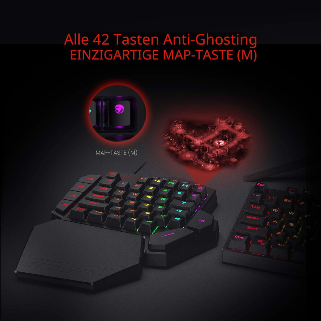 Redragon K585 DITI Einhand RGB Mechanische Gaming-Tastatur, Braune Schalter, Typ-C Professionelle mi