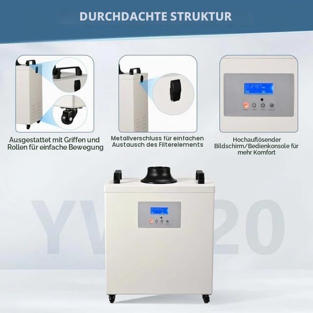 Monport Industrielle 220W Rauchabsauger mit 3-Schichten-Filter, Leistungsstarke Rauchabzug, geräusch